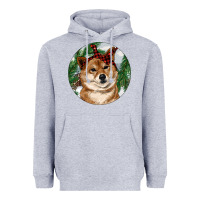 Heather Grey Shiba Inu Christmas Heavyweight Hoodie - RanaPortraitStore