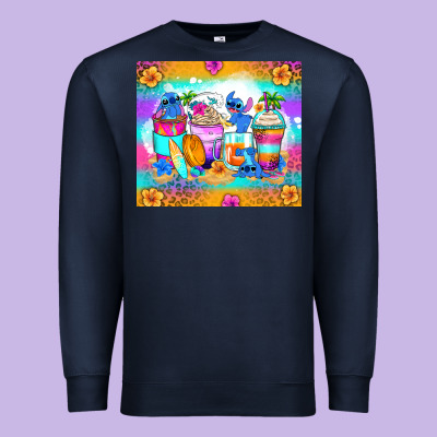 Stitch Summer Coffee Cups Premium Sweatshirt Designed By Zillion Design Studio