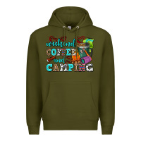 Army Green weekend coffee and camping Premium Hoodie - AdoDesignShop