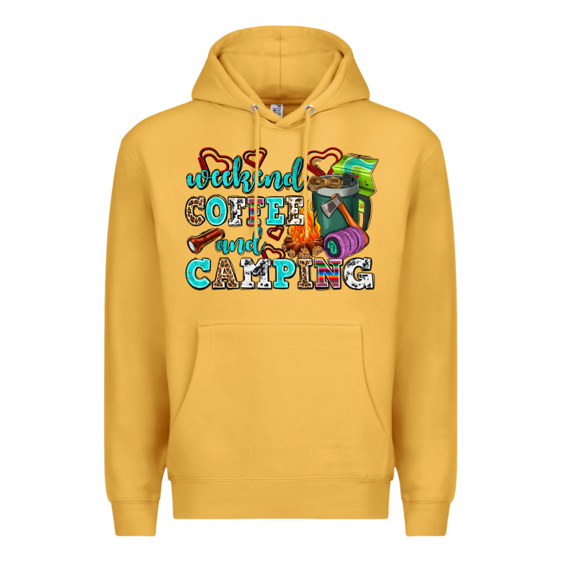 Weekend Coffee And Camping Premium Hoodie by AdoDesignShop | Teevron