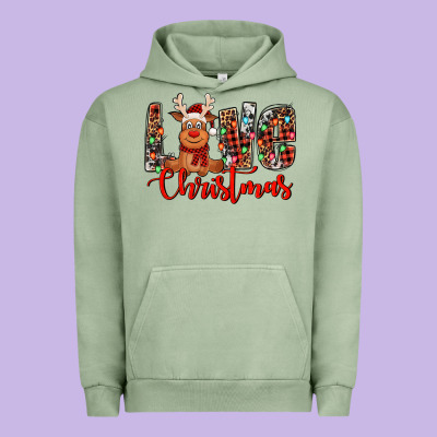 Love Christmas Reindeer Urban Hoodie Designed By Jasminsmagicworld