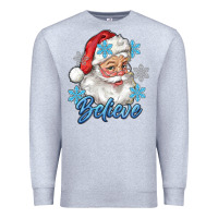 Heather Grey santa blue believe Premium Sweatshirt - RanaPortraitStore