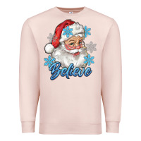 Pale Pink santa blue believe Premium Sweatshirt - RanaPortraitStore