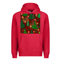 Cardinal christmas trees seamless pattern Premium Hoodie - BundleAndBundleShop