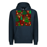Navy christmas trees seamless pattern Premium Hoodie - BundleAndBundleShop