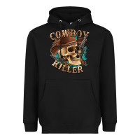 Black cowboy killer with skull Heavyweight Hoodie - texasbilliewilder