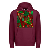 Burgundy christmas trees seamless pattern Premium Hoodie - BundleAndBundleShop