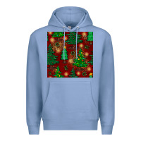 Colony Blue christmas trees seamless pattern Premium Hoodie - BundleAndBundleShop