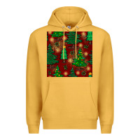 Mustard christmas trees seamless pattern Premium Hoodie - BundleAndBundleShop