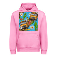 Fuchsia Pink school bus seamless pattern Urban Hoodie - BundleAndBundleShop