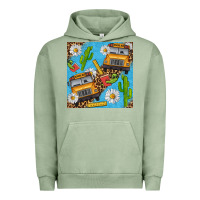 Pigment Oil Green school bus seamless pattern Urban Hoodie - BundleAndBundleShop