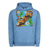 Pigment Pebble Blue school bus seamless pattern Urban Hoodie - BundleAndBundleShop