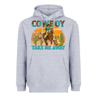 Heather Grey cowboy take me away Heavyweight Hoodie - texasbilliewilder