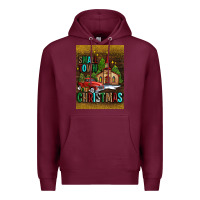 Burgundy small town christmas church Premium Hoodie - AdoDesignShop