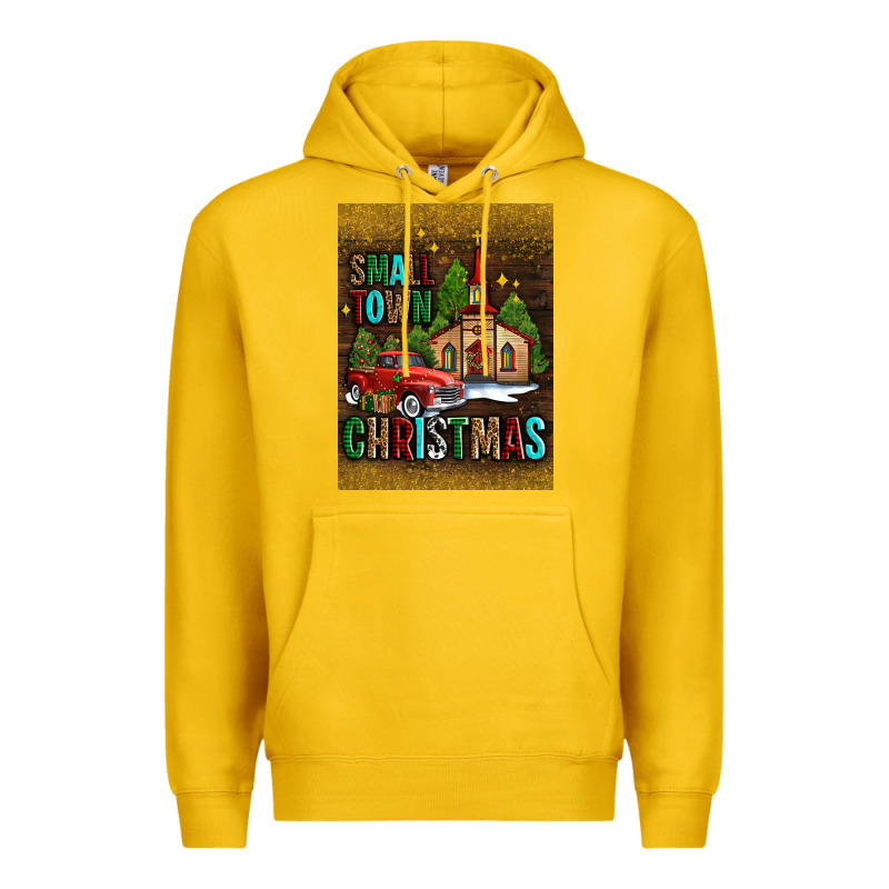 Small Town Christmas Church Premium Hoodie by AdoDesignShop | Teevron