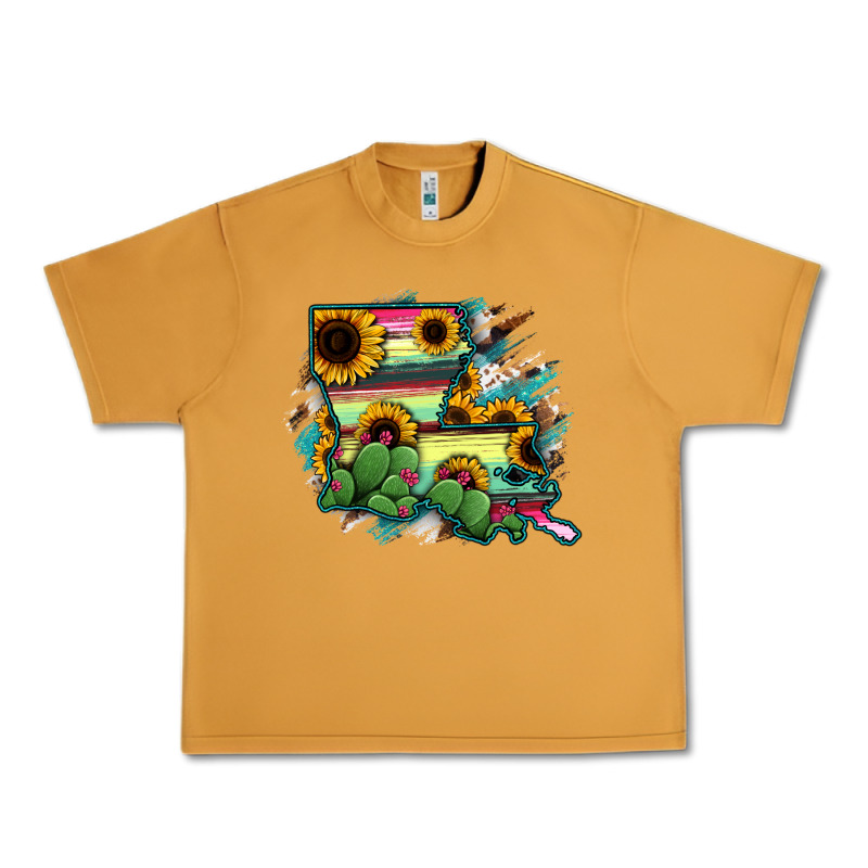 Louisiana Map Sunflower Cactus Serape Urban Heavy Tee by RanaPortraitStore | Teevron