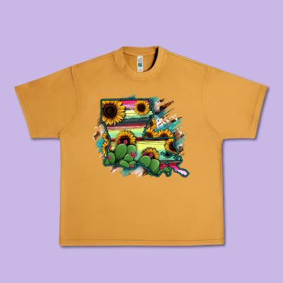 Louisiana Map Sunflower Cactus Serape Urban Heavy Tee Designed By Ranaportraitstore