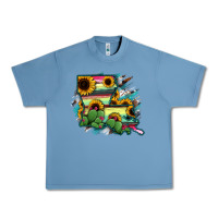 Pebble Blue Louisiana Map Sunflower Cactus Serape Urban Heavy Tee - RanaPortraitStore