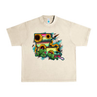 Sandshell Louisiana Map Sunflower Cactus Serape Urban Heavy Tee - RanaPortraitStore