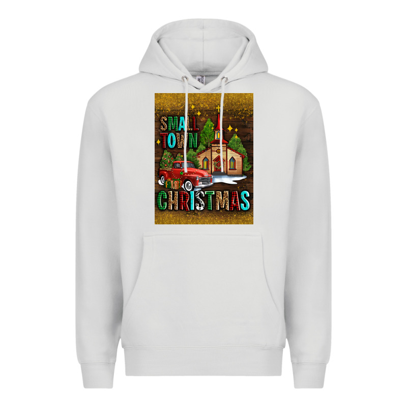 Small Town Christmas Church Premium Hoodie by AdoDesignShop | Teevron