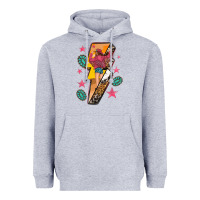 Heather Grey cowgirl with lightning bolt Heavyweight Hoodie - texasbilliewilder