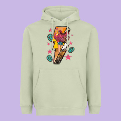 Heavyweight Hoodie cowgirl with lightning bolt