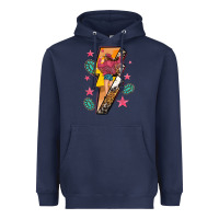 Navy cowgirl with lightning bolt Heavyweight Hoodie - texasbilliewilder