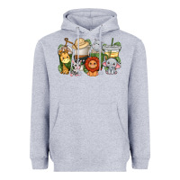 Heather Grey cute baby safari animals coffee cups Heavyweight Hoodie - texasbilliewilder