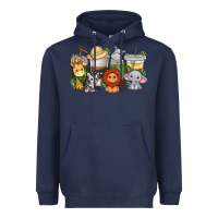 Navy cute baby safari animals coffee cups Heavyweight Hoodie - texasbilliewilder