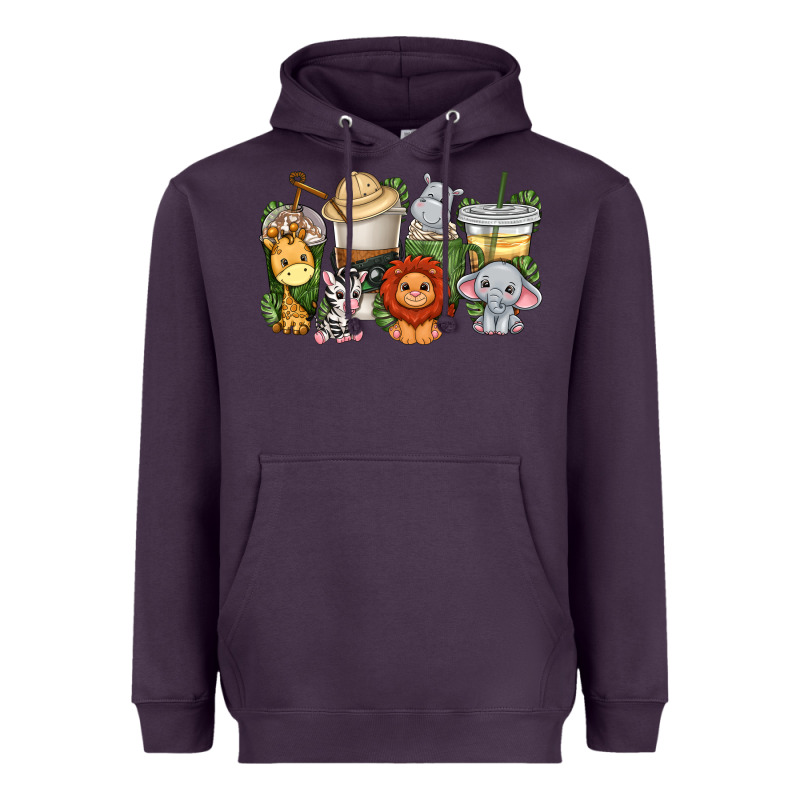 Cute Baby Safari Animals Coffee Cups Heavyweight Hoodie by texasbilliewilder | Teevron
