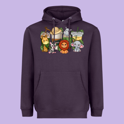 Heavyweight Hoodie cute baby safari animals coffee cups