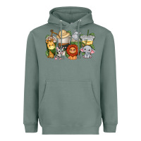Sage cute baby safari animals coffee cups Heavyweight Hoodie - texasbilliewilder