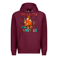 Burgundy life is better by the campfire with marshmallows Premium Hoodie - AdoDesignShop