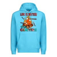 Ocean Blue life is better by the campfire with marshmallows Premium Hoodie - AdoDesignShop