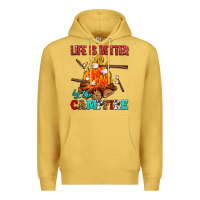 Antique Gold life is better by the campfire with marshmallows Premium Hoodie - AdoDesignShop