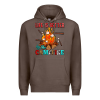 Coffee life is better by the campfire with marshmallows Premium Hoodie - AdoDesignShop