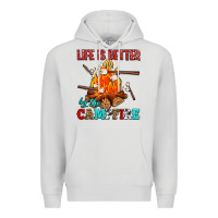 Dove Grey life is better by the campfire with marshmallows Premium Hoodie - AdoDesignShop