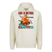 Oatmeal Heather life is better by the campfire with marshmallows Premium Hoodie - AdoDesignShop