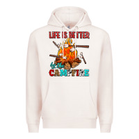 Pale Pink life is better by the campfire with marshmallows Premium Hoodie - AdoDesignShop
