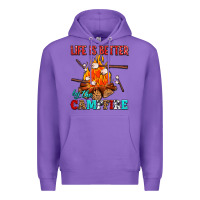 Purple life is better by the campfire with marshmallows Premium Hoodie - AdoDesignShop