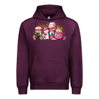 Pink Christmas Winter Snowman Coffee Urban Hoodie | Teevron