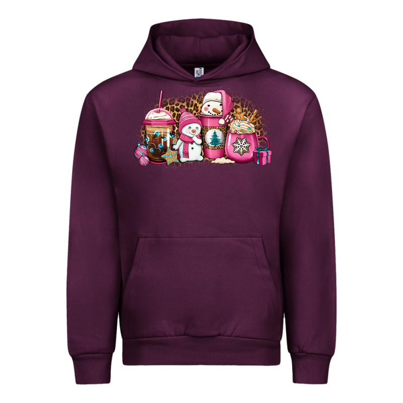 Pink Christmas Winter Snowman Coffee Urban Hoodie by Jasminsmagicworld | Teevron