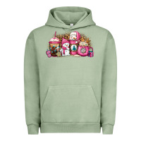 Pigment Oil Green pink Christmas winter snowman coffee Urban Hoodie - Jasminsmagicworld