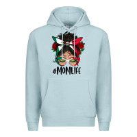 Blue Mist mexican mom life messy bun mama Premium Hoodie - BundleAndBundleShop