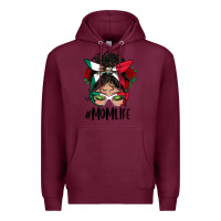 Burgundy mexican mom life messy bun mama Premium Hoodie - BundleAndBundleShop