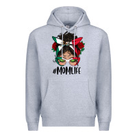 Heather Grey mexican mom life messy bun mama Premium Hoodie - BundleAndBundleShop