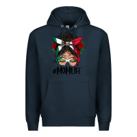 Navy mexican mom life messy bun mama Premium Hoodie - BundleAndBundleShop