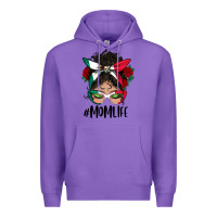 Purple mexican mom life messy bun mama Premium Hoodie - BundleAndBundleShop