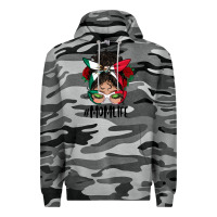 Slate Camo mexican mom life messy bun mama Premium Hoodie - BundleAndBundleShop