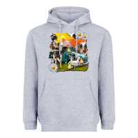 Heather Grey cowhide farm truck with farm animals Heavyweight Hoodie - texasbilliewilder
